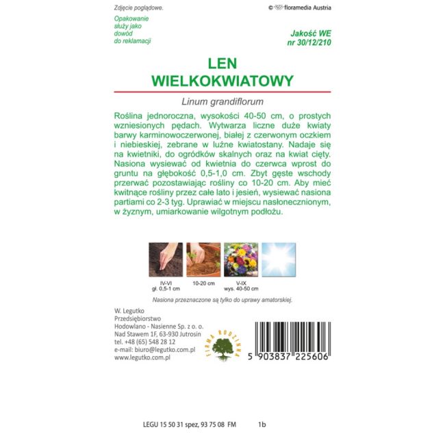 Len wielkokwiatowy - mieszanka - Nasiona - W. Legutko