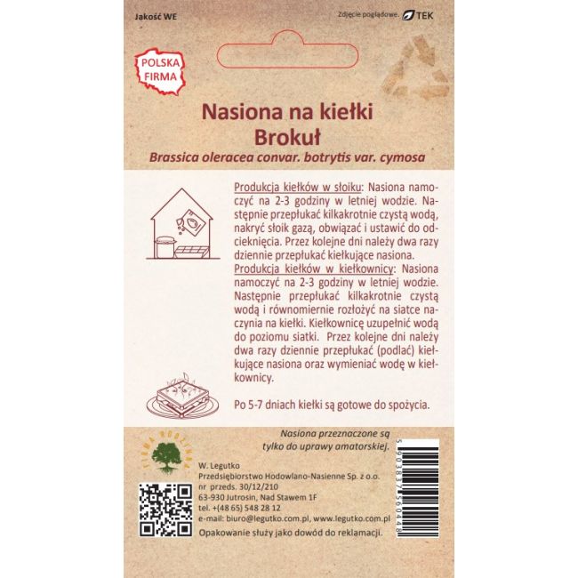 BIO EKO - Nasiona na kiełki - Brokuł - Nasiona - W. Legutko