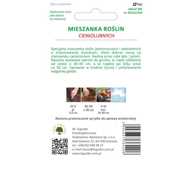 Mieszanka roślin cieniolubnych 1g - Nasiona - W. Legutko