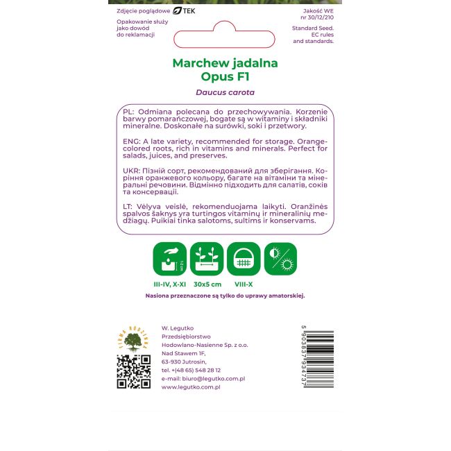 Marchew Opus F1 3g - Nasiona - W. Legutko