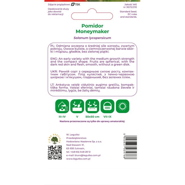 Pomidor Moneymaker 0,5g - Nasiona - W. Legutko