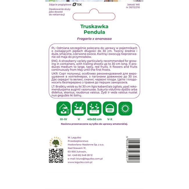 Truskawka Pendula czerwona 0,01g - Nasiona - W. Legutko