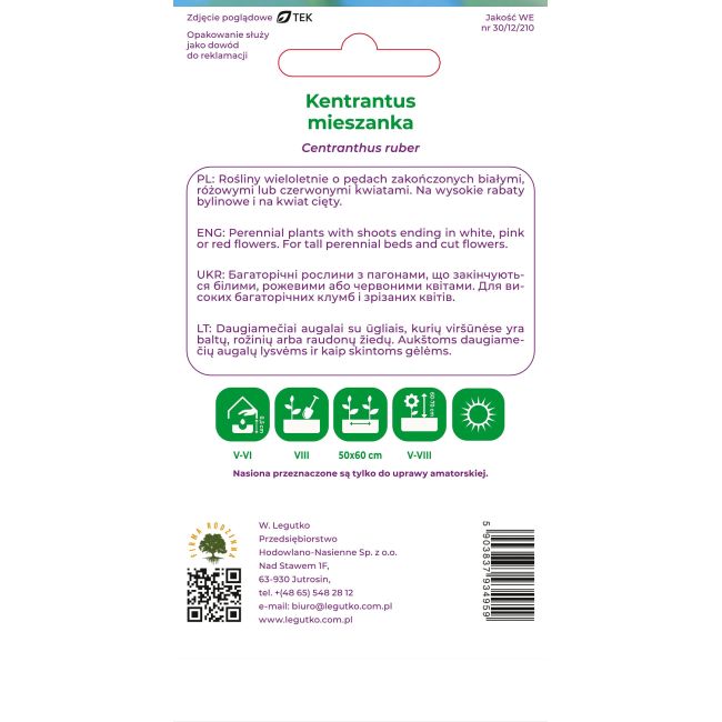 Kentrantus mieszanka 0,3g - Nasiona - W. Legutko