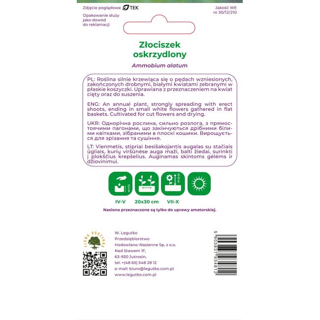 Złociszek oskrzydlony 1g - Nasiona - W. Legutko