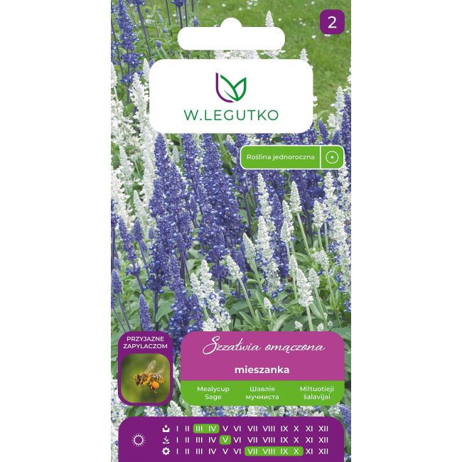 Szałwia omączona Victoria Blue & White mieszanka 0,2g - Nasiona - W. Legutko
