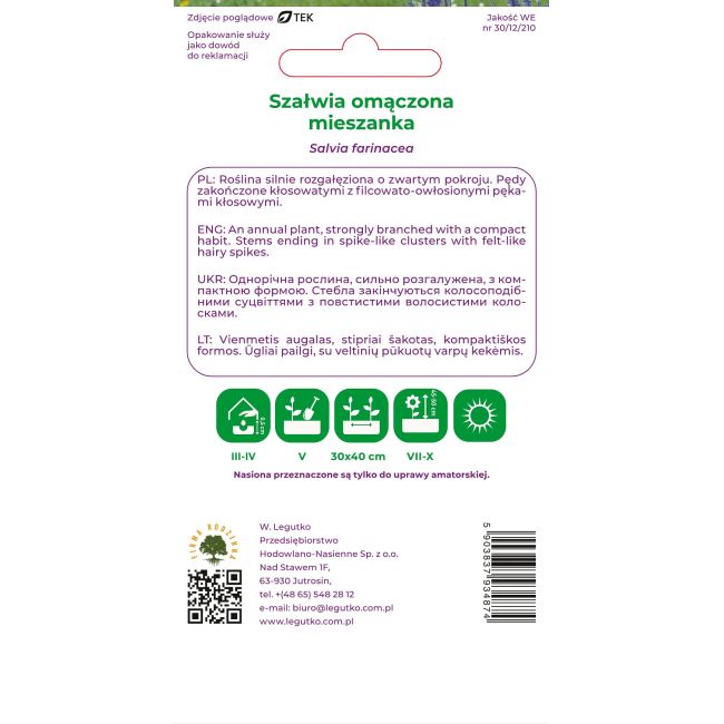 Szałwia omączona Victoria Blue & White mieszanka 0,2g - Nasiona - W. Legutko