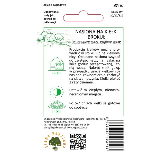 Nasiona na kiełki brokuł 5g - Nasiona - W. Legutko