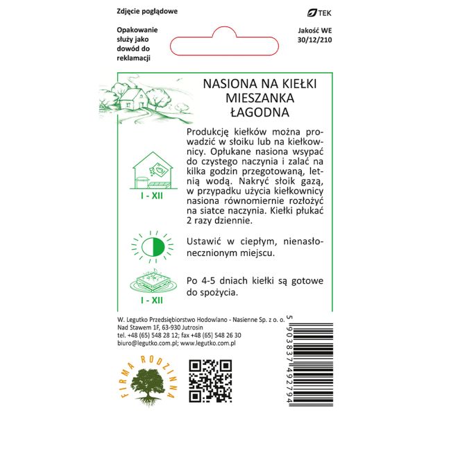 Nasiona na kiełki mieszanka łagodna 15g - Nasiona - W. Legutko