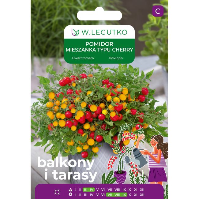 Pomidor mieszanka odmian typu cherry 0,3g na balkon i taras - Nasiona - W. Legutko