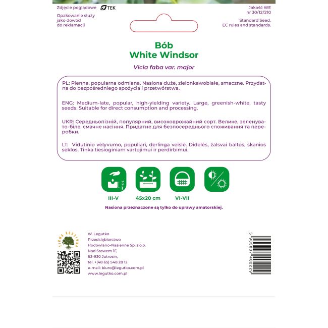 Bób White Windsor 50g - Nasiona - W. Legutko