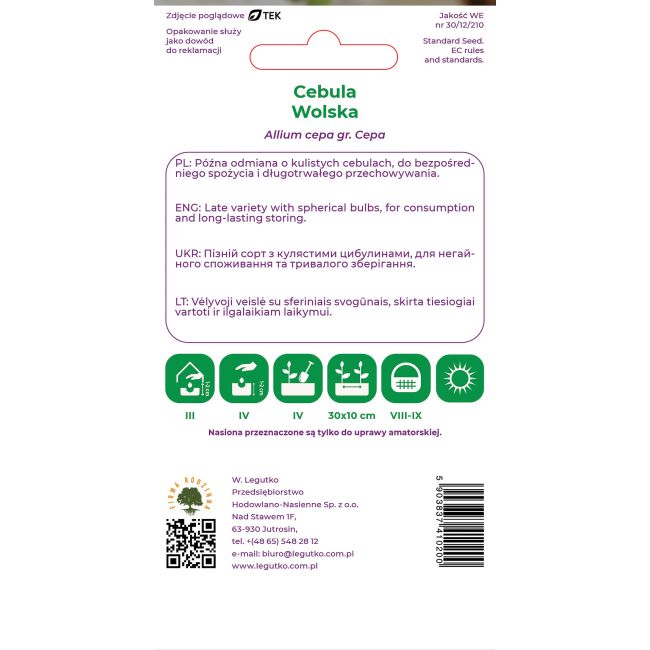 Cebula Wolska 5g - Nasiona - W. Legutko