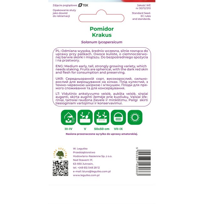 Pomidor Krakus 0.50g - Nasiona - W. Legutko