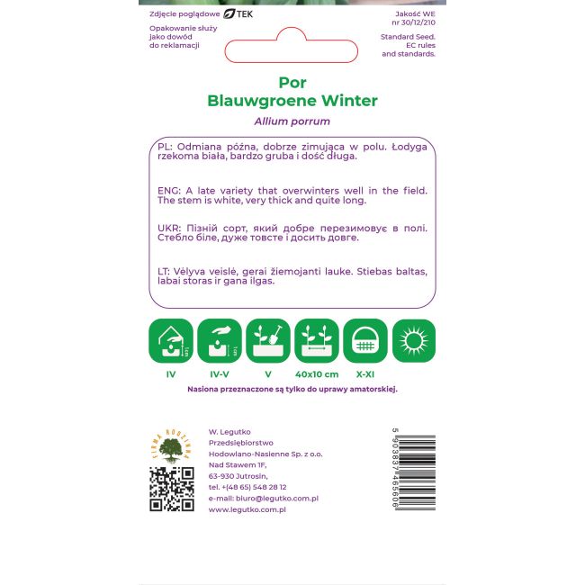 Por Blauwgroene Winter 1g - Nasiona - W. Legutko