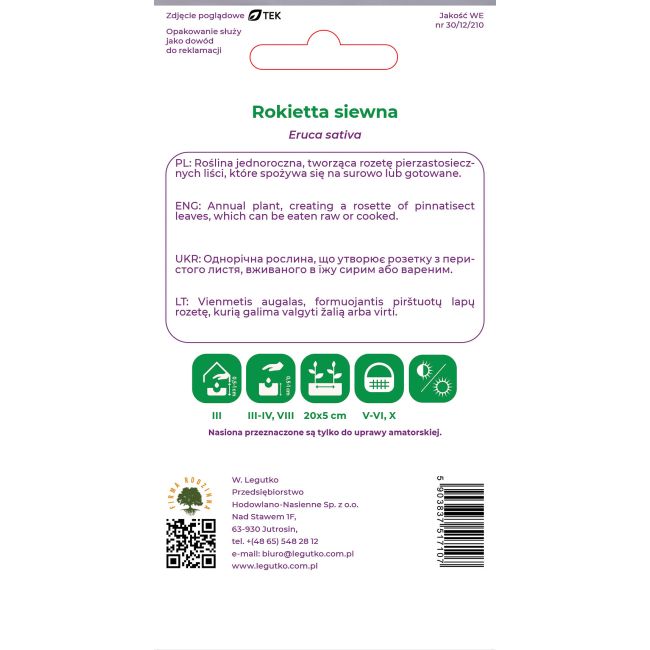 Rokietta siewna 0.50g - Nasiona - W. Legutko