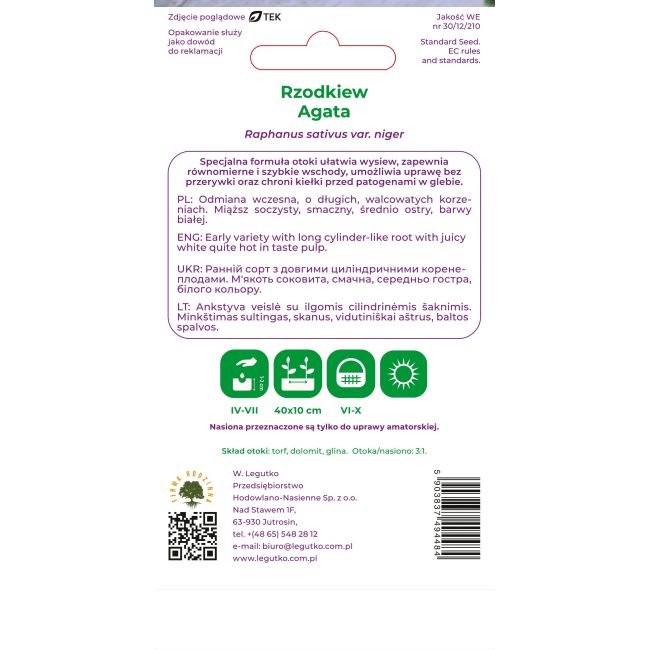 Rzodkiew Agata 5g - Nasiona - W. Legutko