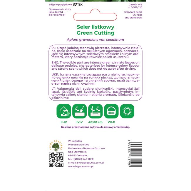 Seler listkowy Green Cutting 0.20g - Nasiona - W. Legutko