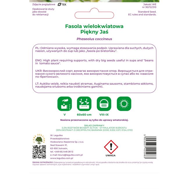 Fasola wielokwiatowa Piękny Jaś 30g - Nasiona - W. Legutko