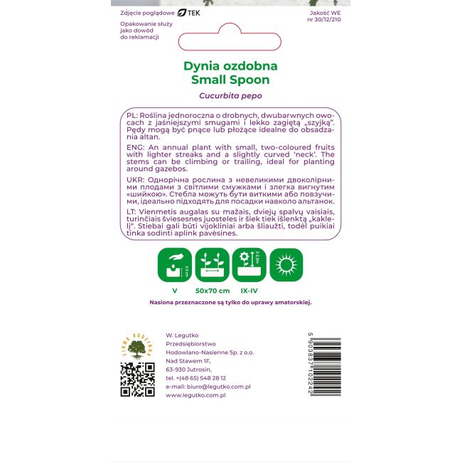 Dynia ozdobna Small Spoon dwubarwna 1g - Nasiona - W. Legutko