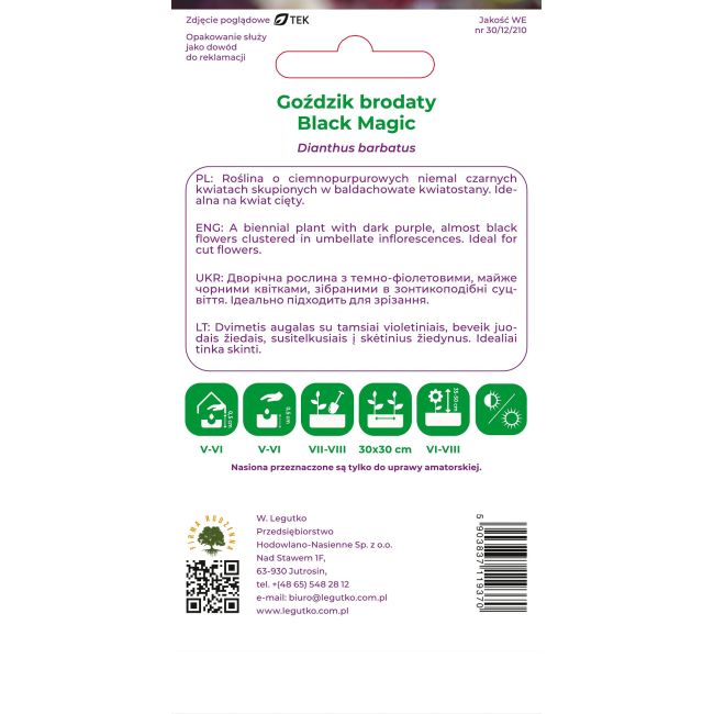 Goździk brodaty Black Magic czerwony 0.50g - Nasiona - W. Legutko