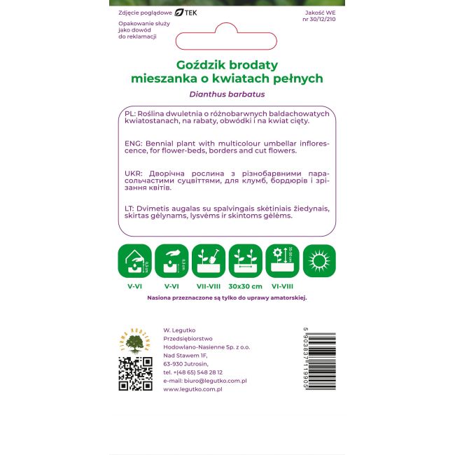 Goździk brodaty mieszanka 0.50g - Nasiona - W. Legutko
