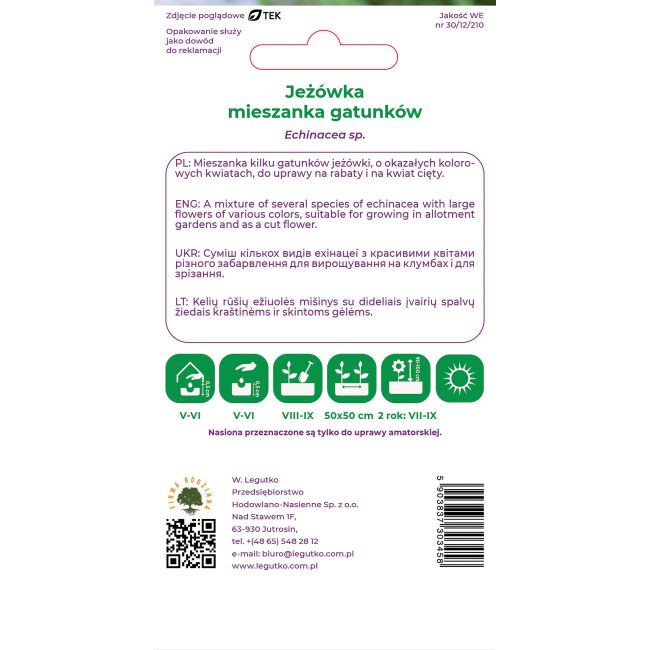 Jeżówka - mieszanka gatunków mieszanka 1g - Nasiona - W. Legutko