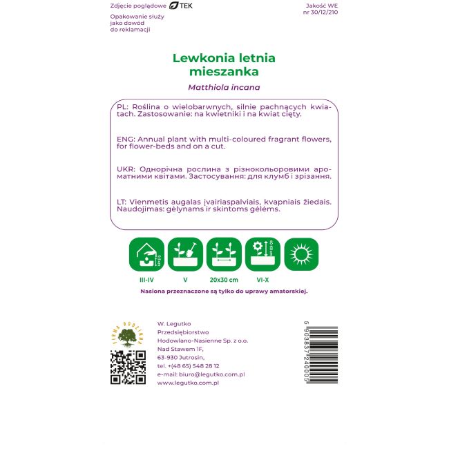 Lewkonia letnia mieszanka 0.50g - Nasiona - W. Legutko