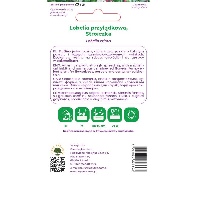 Lobelia przylądkowa zwisła karminowo-czerwona 0.10g - Nasiona - W. Legutko
