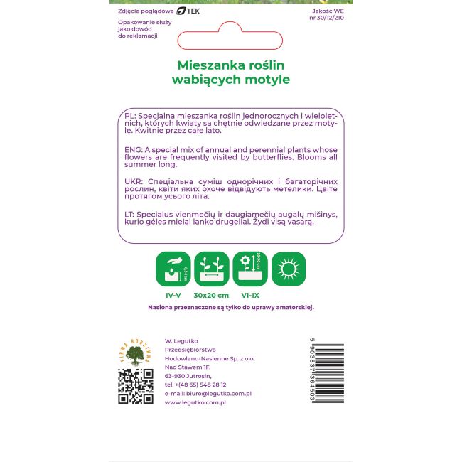 Mieszanka roślin wabiących motyle 1g - Nasiona - W. Legutko