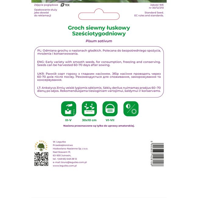 Groch Sześciotygodniowy 40g - Nasiona - W. Legutko