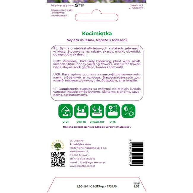 Kocimiętka niebieskofioletowe 0.20g - Nasiona - W. Legutko