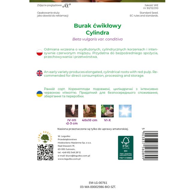 Burak BIO Cylindra 10g - Nasiona - W. Legutko