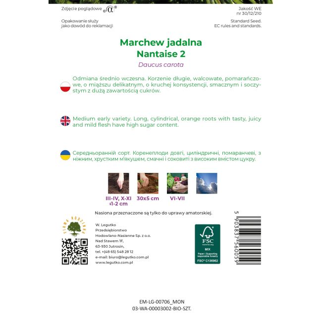Marchew BIO Nantaise 2 5g - Nasiona - W. Legutko