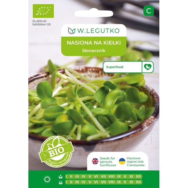 Nasiona na kiełki BIO słonecznik 40g - Nasiona - W. Legutko