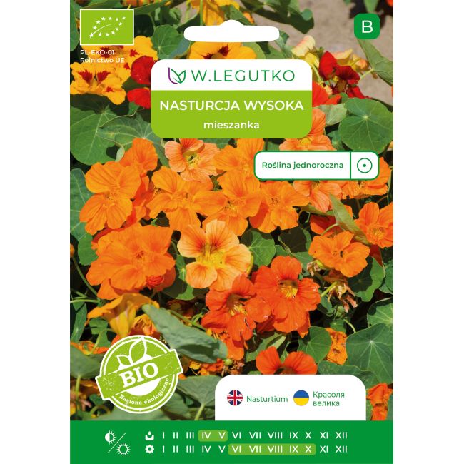 Nasturcja wysoka BIO mieszanka 3g - Nasiona - W. Legutko