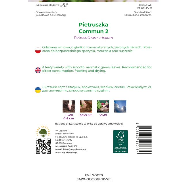 Pietruszka BIO Commun 2 5g - Nasiona - W. Legutko
