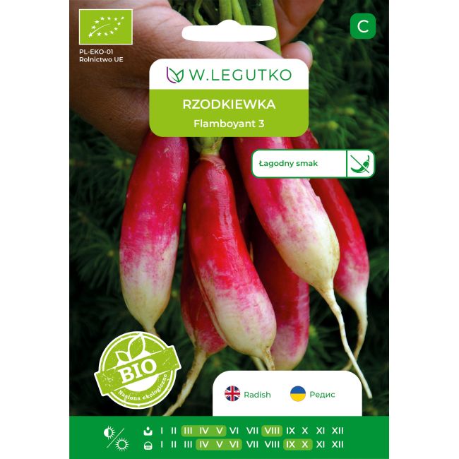 Rzodkiewka BIO Flamboyant 3 5g - Nasiona - W. Legutko
