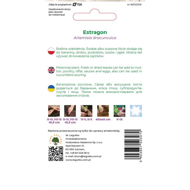 Estragon 0.10g - Nasiona - W. Legutko