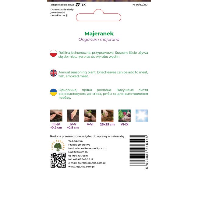 Majeranek 0.75g - Nasiona - W. Legutko