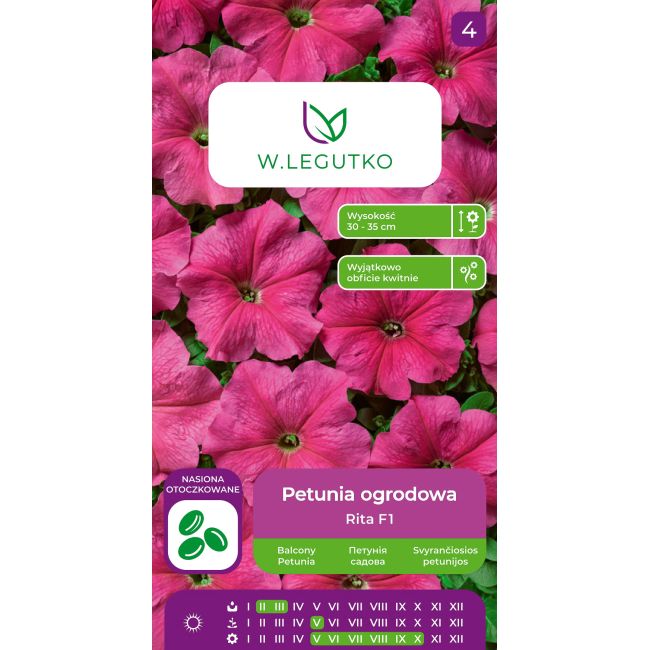 Petunia ogrodowa Rita F1 różowa 10szt. - Nasiona - W. Legutko