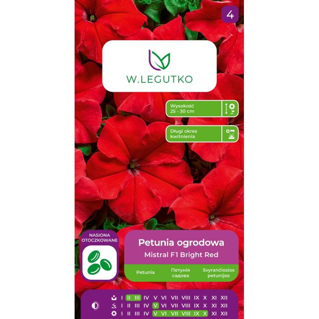 Petunia ogrodowa Mistral F1 Bright Red czerwona 10szt. - Nasiona - W. Legutko