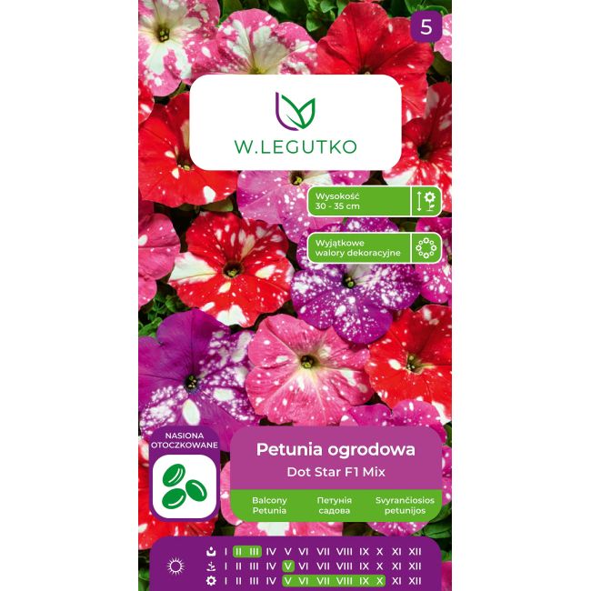 Petunia ogrodowa Dot Star F1 Mix 10szt. - Nasiona - W. Legutko