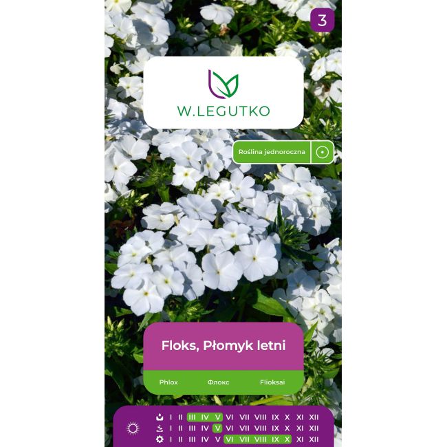 Floks, Płomyk letni biała 0.50g - Nasiona - W. Legutko
