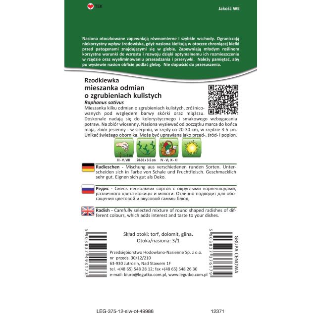 Rzodkiewka - mieszanka odmian - 300 szt. nasion - Nasiona - W. Legutko
