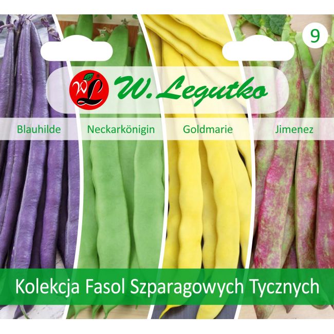 Kolekcja Fasol Szparagowych Tycznych - 4 odmiany - Nasiona - W. Legutko
