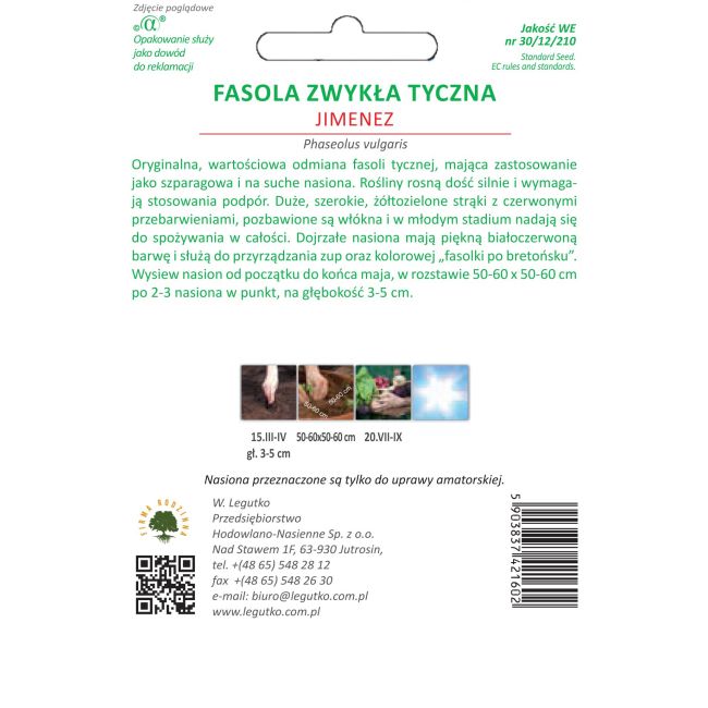 Fasola szparagowa - Jimenez - Nasiona - W. Legutko