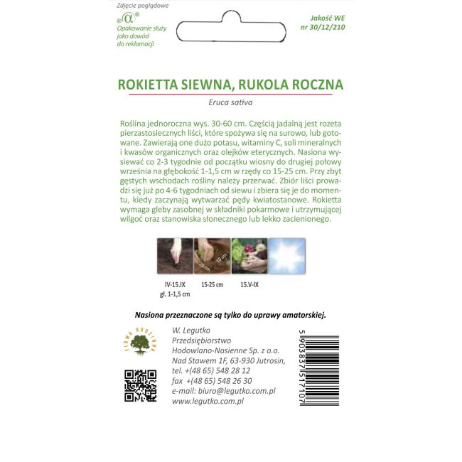 Rokietta siewna - Rukola roczna - Nasiona - W. Legutko
