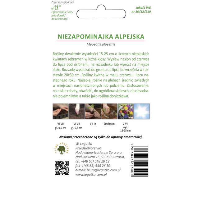 Niezapominajka alpejska - niebieska - Nasiona - W. Legutko