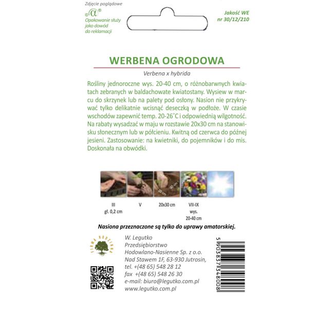 Werbena ogrodowa, Witułka - mieszanka - Nasiona - W. Legutko