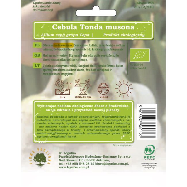 Cebula BIO Tonda musona 2g - Nasiona - W. Legutko