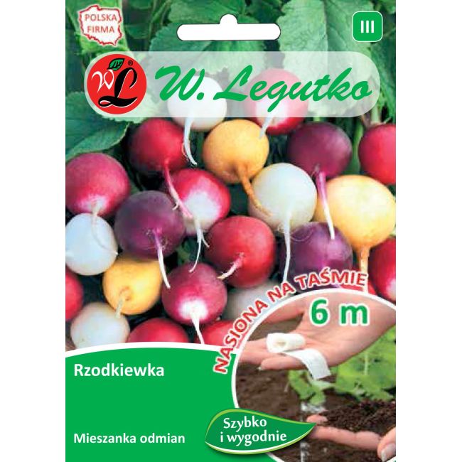 Rzodkiewka - mieszanka o zgrubieniach kulistych - taśma 6m - Nasiona - W. Legutko